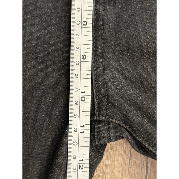 We The Free Free Bell Bottom Button Front Frayed Hem Black Denim Jeans Size 26 - Picture 14 of 16